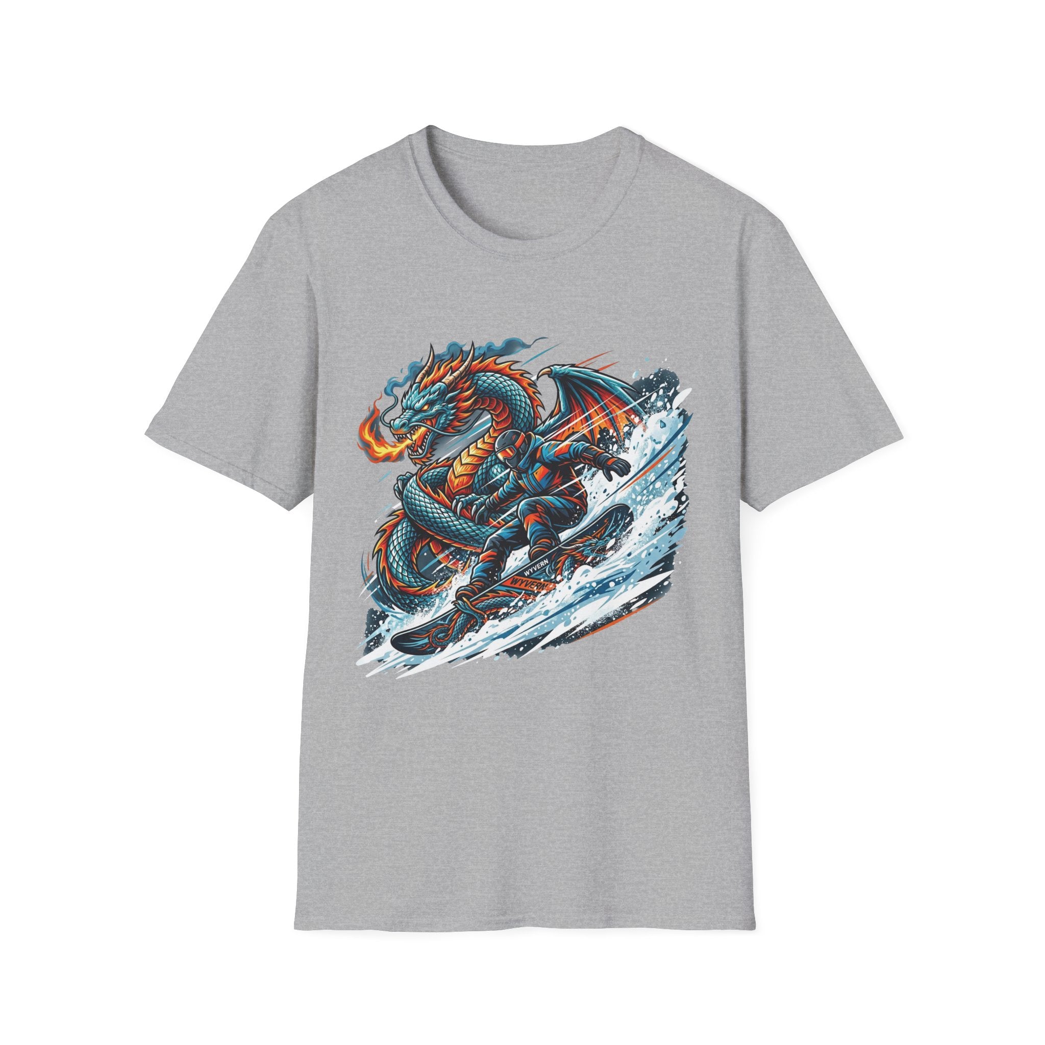 Fierce Dragon Snowboard, T-Shirt | Snowboarder Dragon Vector Illustration