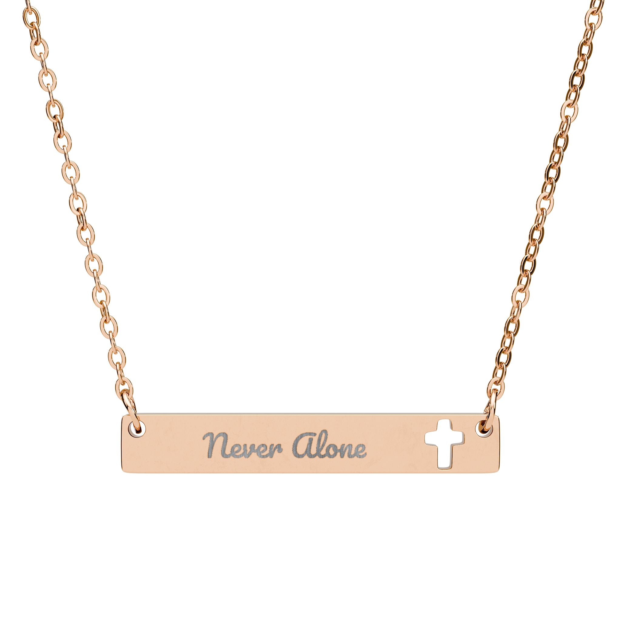 Engravable Cutout Cross Bar Necklace — Personalized Religious Nameplate Gift