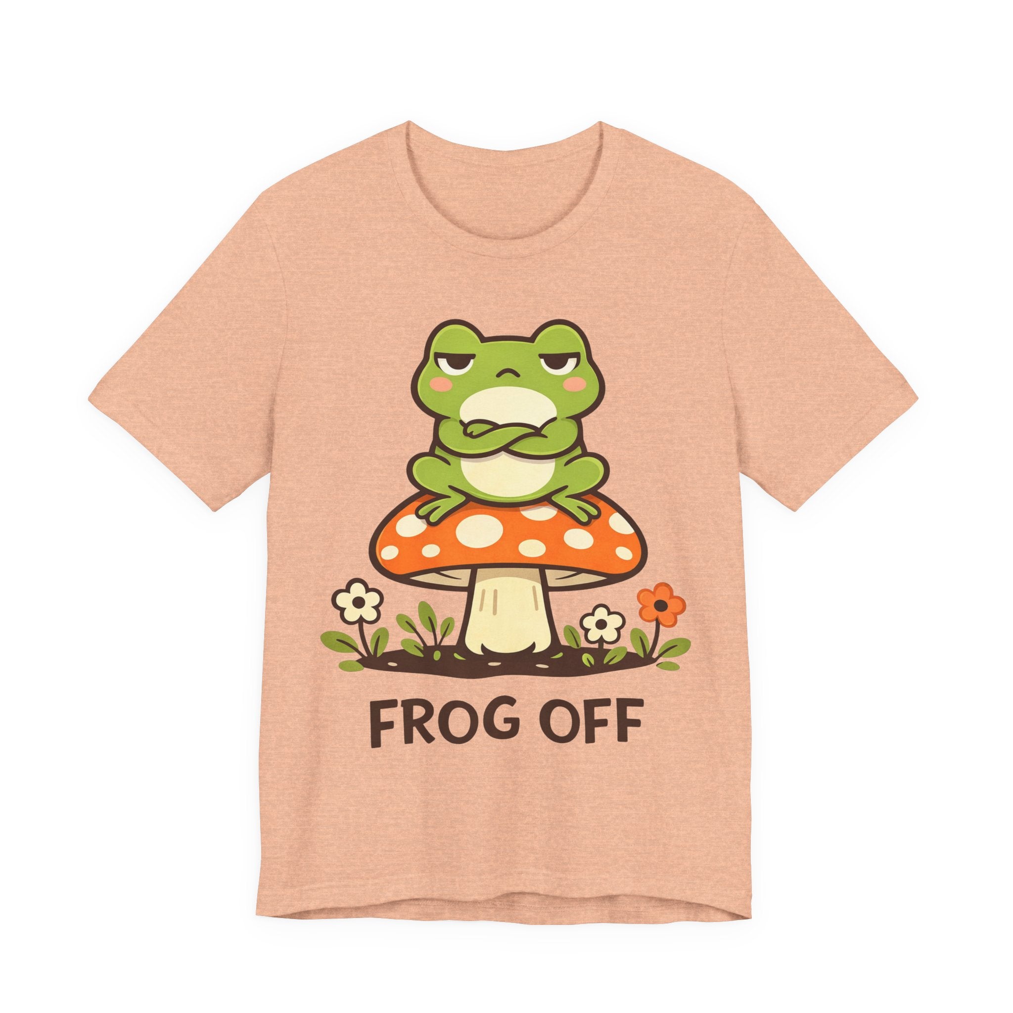 Grumpy Frog on Mushroom T-Shirt | Cute Frog Illustration, Nature Tee